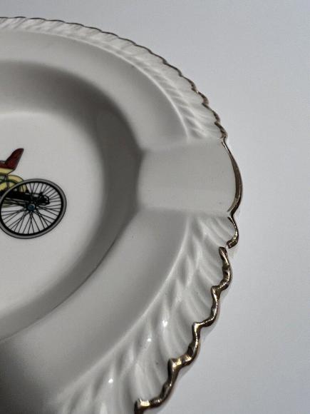 Vintage Cigar Ashtray Fords First Car 1896 Automobile Harkerware USA Gold Rim - Picture 6 of 8